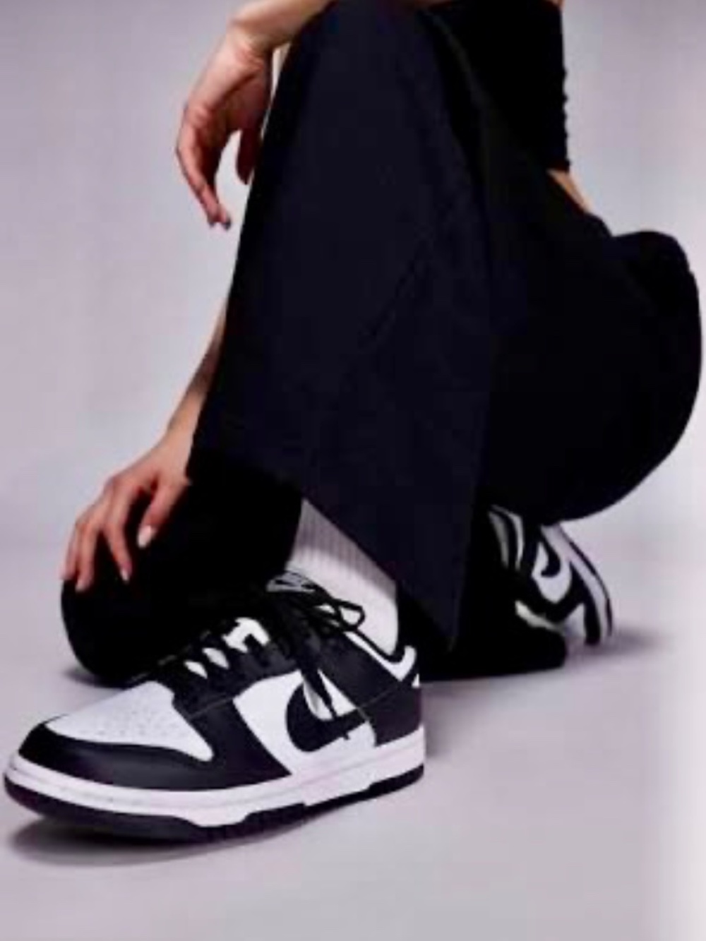 Nike Dunk Low Panda Black White Leather Sneakers Youth 4Y